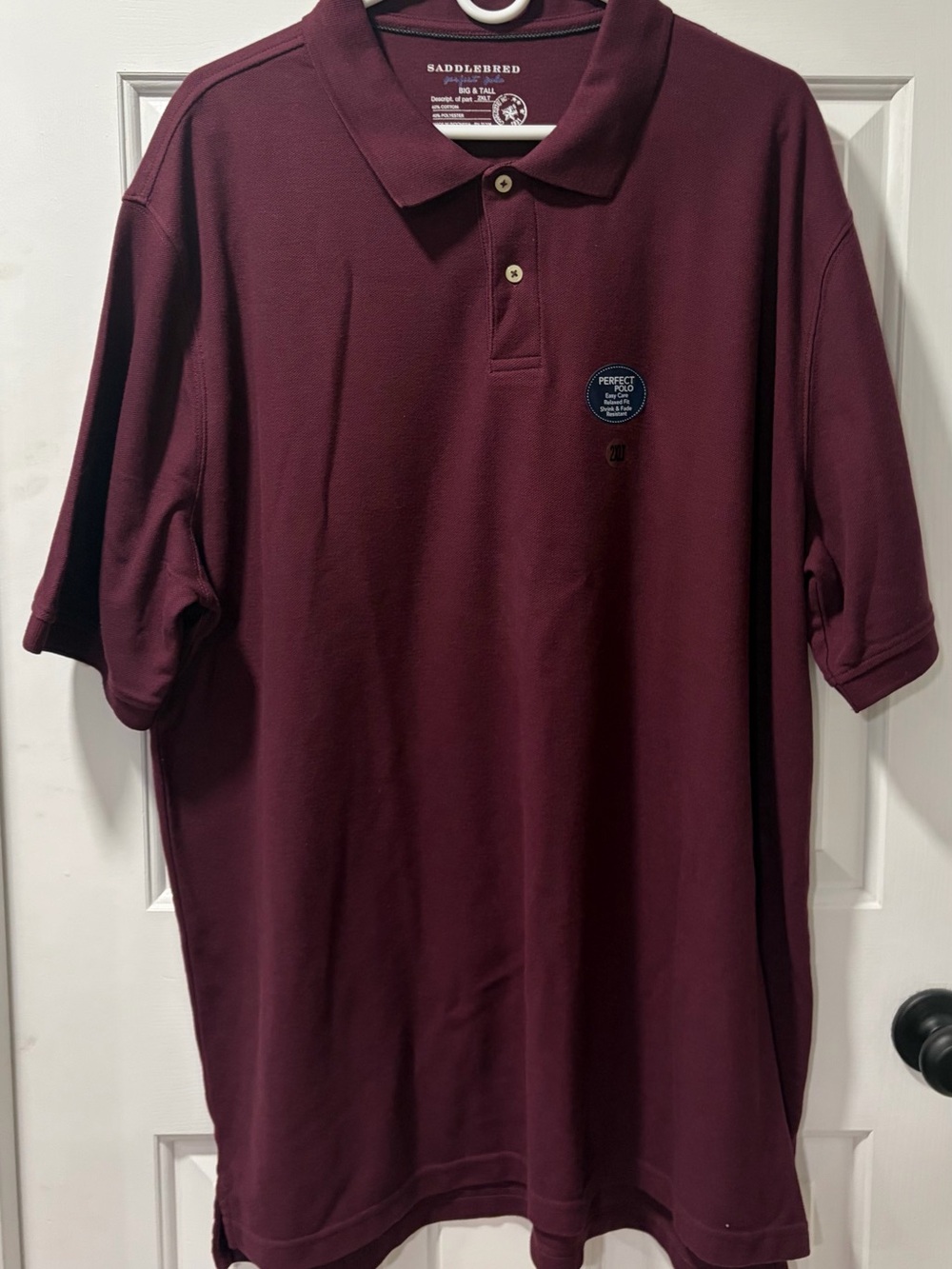 NWT Saddlebred Men's Perfect Polo Big & Tall Burgundy Maroon Size 2XLT